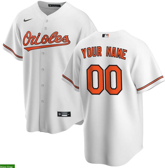 Mens Baltimore Orioles Nike White Home Replica Custom MLB Jerseys